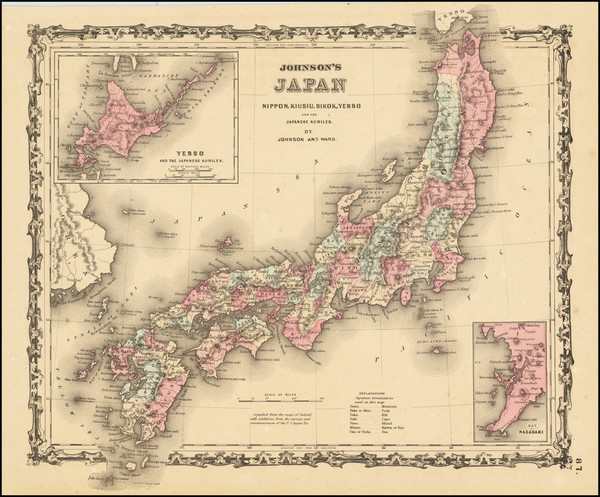 19-Japan Map By Alvin Jewett Johnson  &  Ross C. Browning