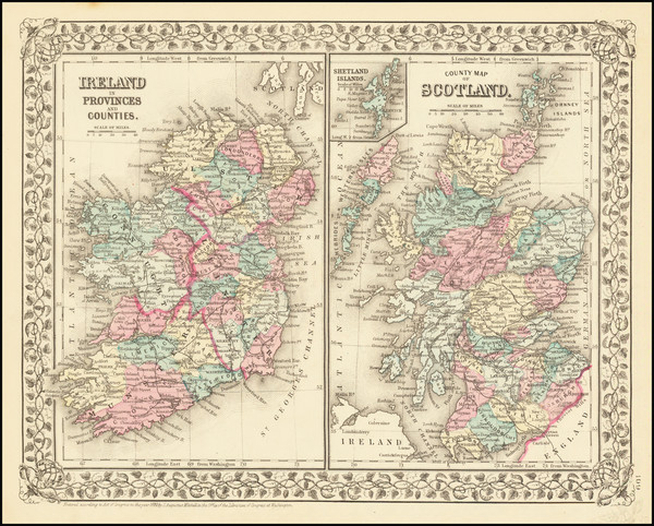 31-Scotland and Ireland Map By Samuel Augustus Mitchell Jr.