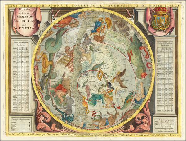 83-Celestial Maps Map By Vincenzo Maria Coronelli