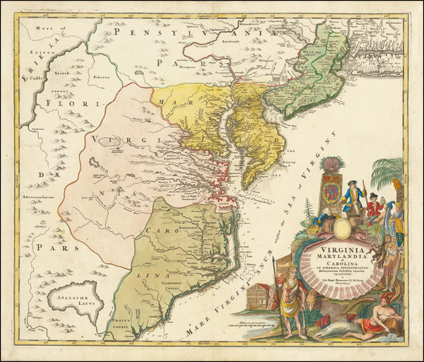 6-Maryland, Delaware and Virginia Map By Johann Baptist Homann