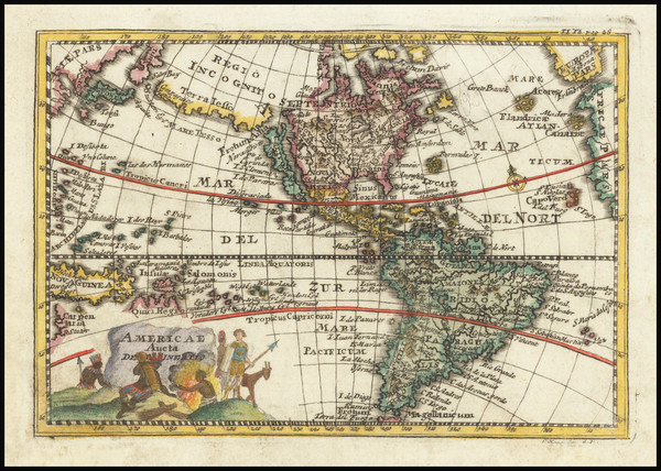 53-California as an Island and America Map By Adam Friedrich Zurner / Johann Christoph Weigel