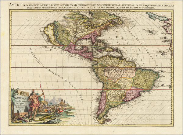 25-South America, California as an Island and America Map By Pieter van der Aa