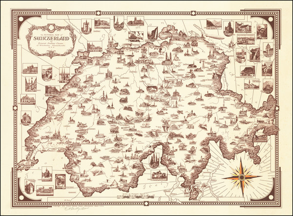 51-Switzerland Map By Ernest Dudley Chase