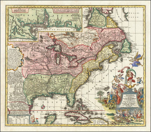 86-South, Southeast, Texas, Midwest and North America Map By Matthaus Seutter