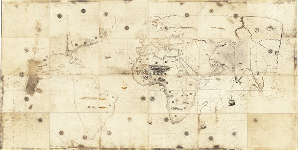 57-World Map By Girolamo de Verrazano