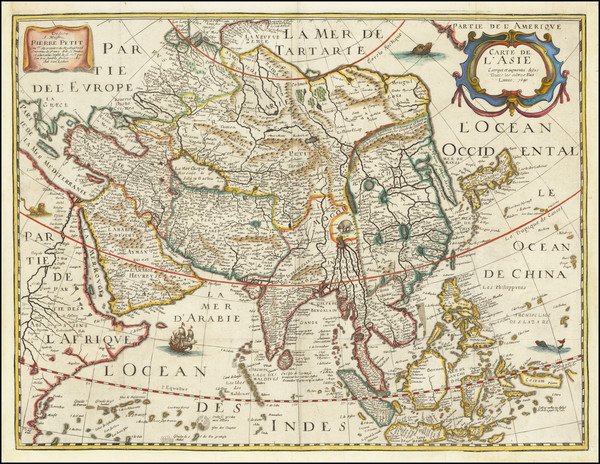 8-Asia Map By Melchior Tavernier / Petrus Bertius / Michel Van Lochem