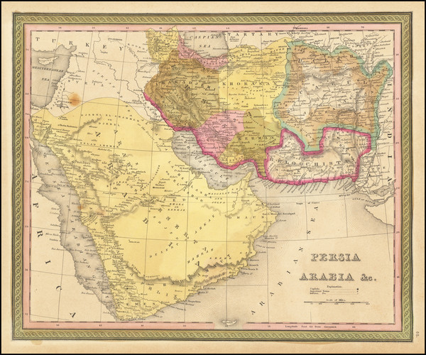 91-Middle East, Arabian Peninsula and Persia & Iraq Map By Henry Schenk Tanner