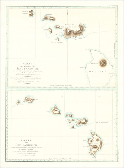 24-Hawaii and Hawaii Map By Jean Francois Galaup de La Perouse