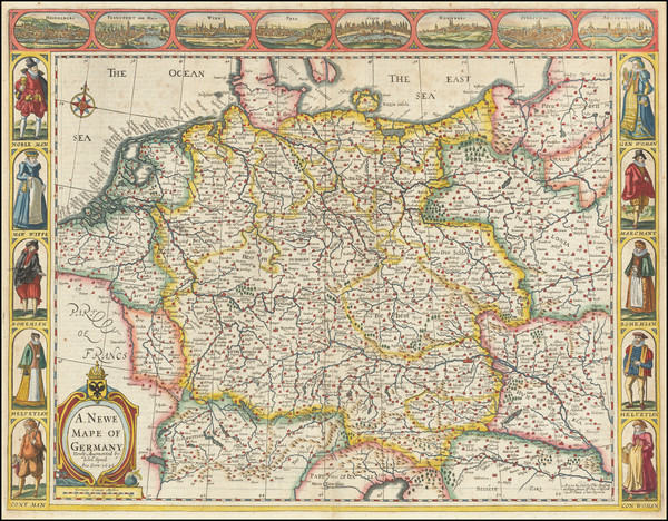 70-Netherlands, Austria, Poland, Czech Republic & Slovakia and Germany Map By John Speed