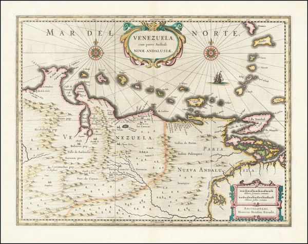 16-Venezuela Map By Henricus Hondius