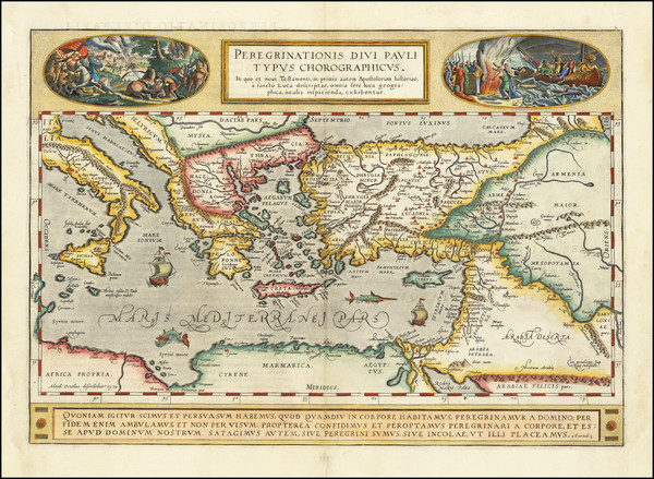 52-Mediterranean, Middle East, Holy Land, Turkey & Asia Minor and Greece Map By Abraham Orteli