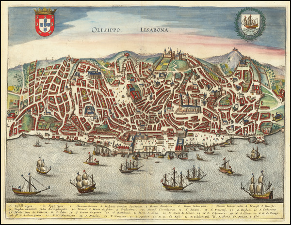 77-Portugal Map By Matthaus Merian