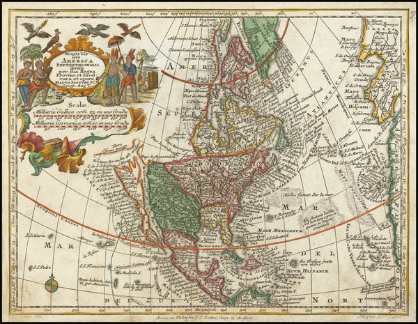 55-California as an Island and America Map By Matthaus Seutter