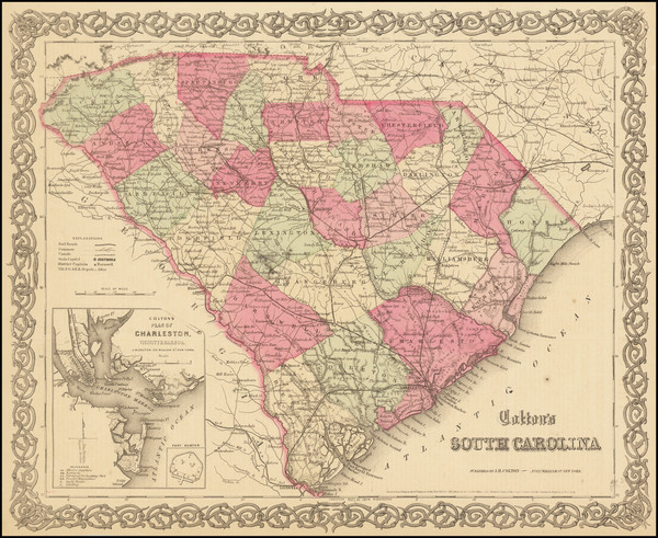 33-South Carolina Map By G.W.  & C.B. Colton