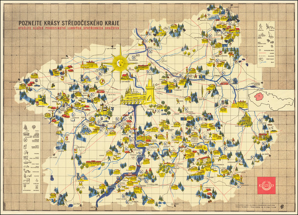 36-Czech Republic & Slovakia and Pictorial Maps Map By V. Tuchny