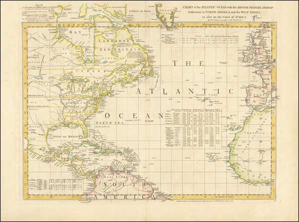 13-Atlantic Ocean, United States and North America Map By Thomas Jefferys