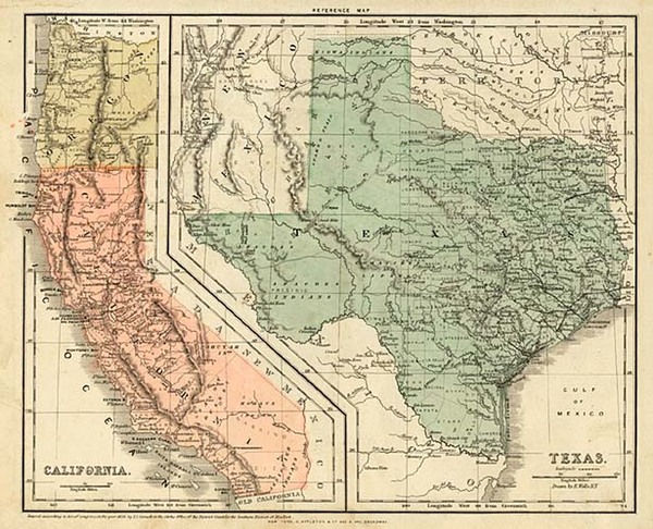 70-Texas and California Map By SS Cornell