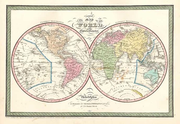 70-World and World Map By Thomas, Cowperthwait & Co.