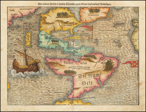 8-North America, South America and America Map By Sebastian Munster