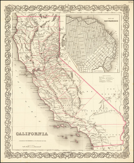 37-California and San Francisco & Bay Area Map By Joseph Hutchins Colton