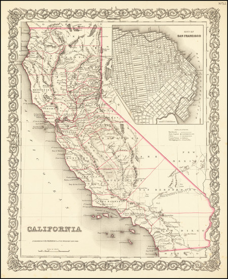 67-California and San Francisco & Bay Area Map By Joseph Hutchins Colton