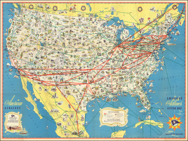 91-United States and Pictorial Maps Map By American Airlines