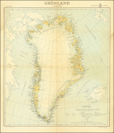 92-Atlantic Ocean, Iceland and Denmark Map By Geodaetisk Institut