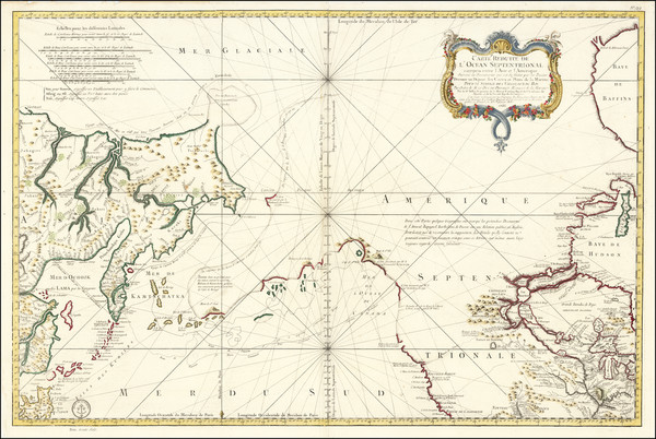 70-Polar Maps, Alaska, Pacific and Canada Map By Jacques Nicolas Bellin