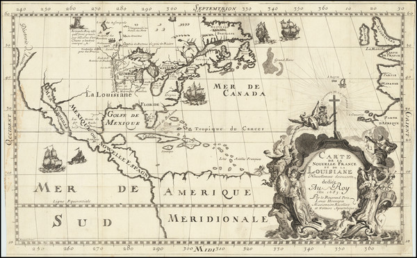 33-South, Midwest, North America and Canada Map By Louis de Hennepin