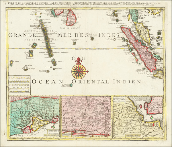 97-India, Singapore, Indonesia, Malaysia and Sri Lanka Map By Jan Barend Elwe