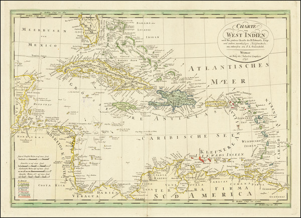 50-Southeast, Caribbean and Central America Map By Franz Ludwig Gussefeld