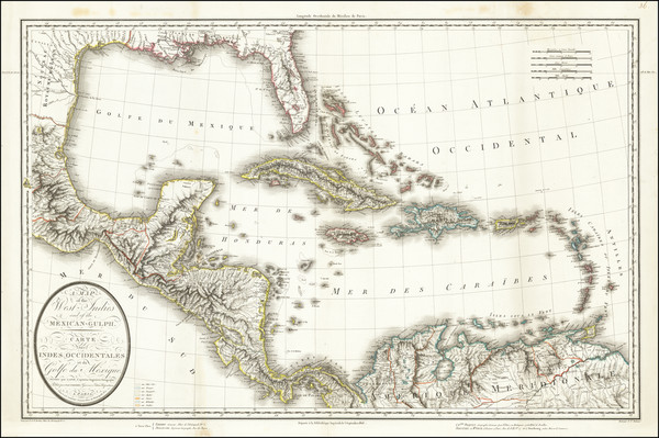 63-South, Southeast, Mexico, Caribbean and Central America Map By Pierre Antoine Tardieu