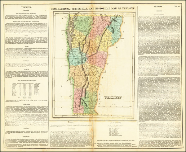 16-Vermont Map By Henry Charles Carey  &  Isaac Lea