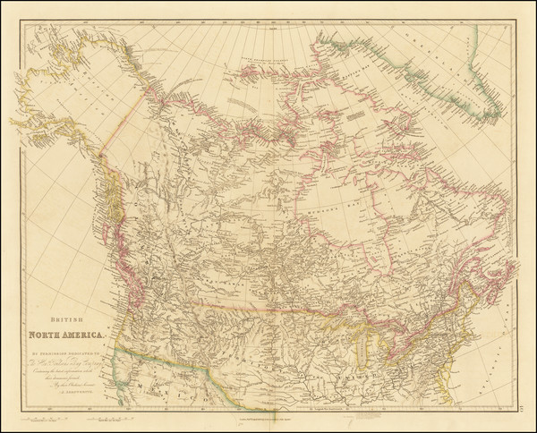 23-Plains, Rocky Mountains, Alaska and Canada Map By John Arrowsmith