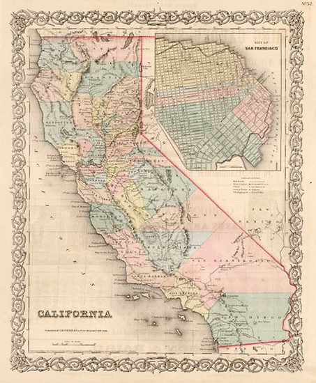 0-California Map By Joseph Hutchins Colton