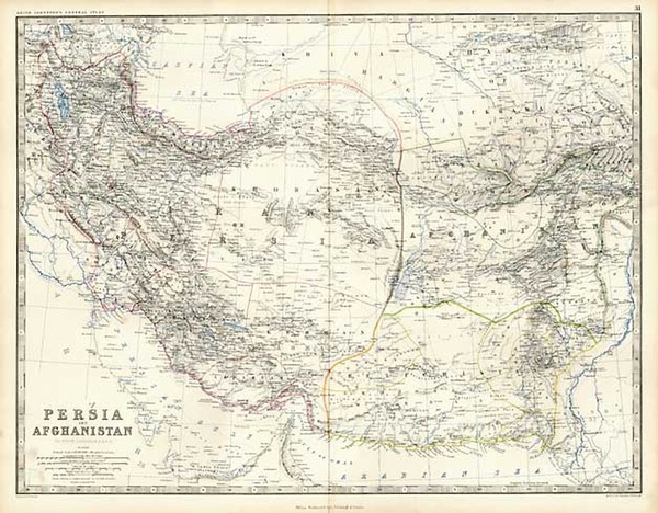 33-Asia, Central Asia & Caucasus and Middle East Map By W. & A.K. Johnston