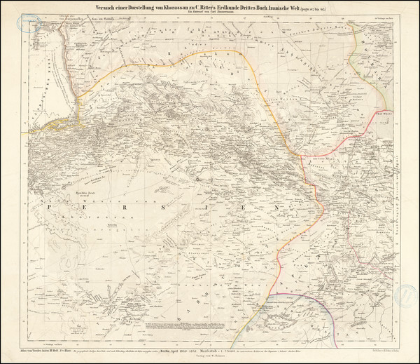 77-Persia & Iraq Map By Carl Ritter / Carl Zimmerman