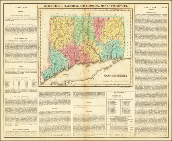 93-Connecticut Map By Henry Charles Carey  &  Isaac Lea