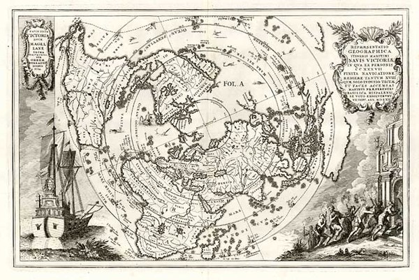 66-World, World, Northern Hemisphere, Polar Maps and North America Map By Heinrich Scherer