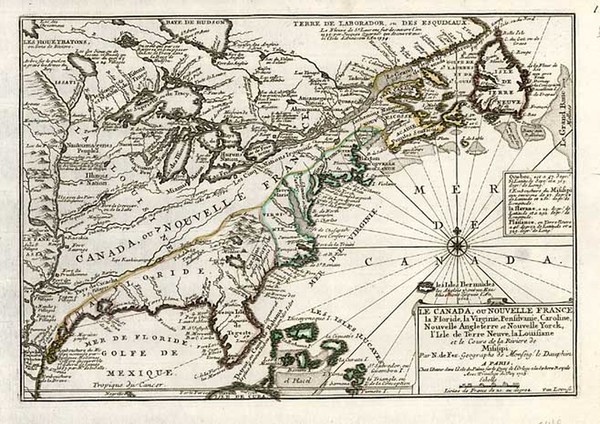 40-United States, Southeast, Midwest and Canada Map By Nicolas de Fer