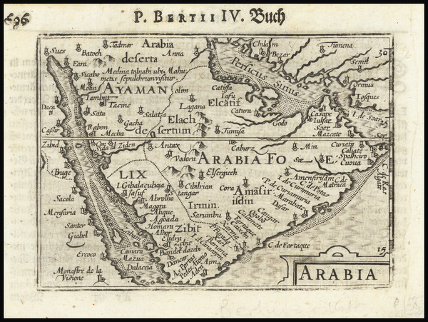 12-Middle East and Arabian Peninsula Map By Petrus Bertius / Barent Langenes