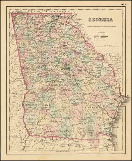 27-Georgia Map By Joseph Hutchins Colton