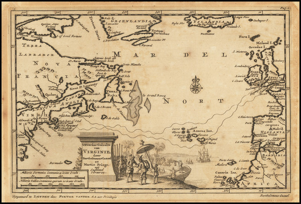 93-Atlantic Ocean, New England and Mid-Atlantic Map By Pieter van der Aa