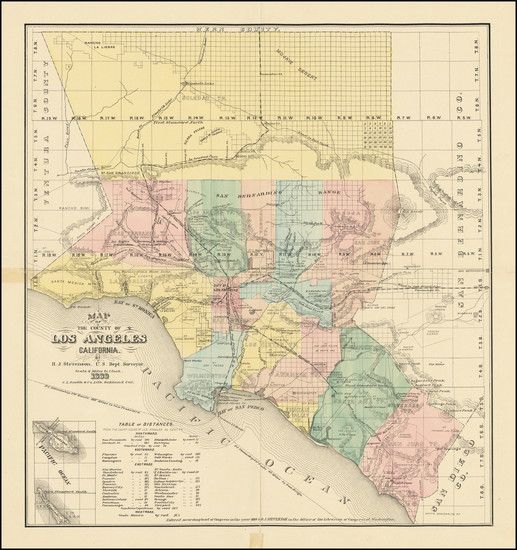 44-California and Los Angeles Map By H. J. Stevenson