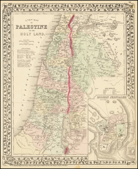 83-Holy Land Map By Samuel Augustus Mitchell Jr.