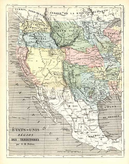 1-Texas, Plains, Southwest and Rocky Mountains Map By Adolphe Hippolyte Dufour