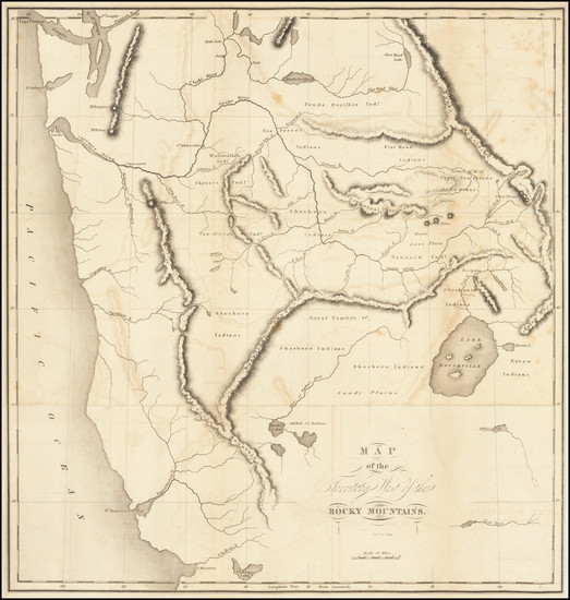 92-Rocky Mountains, Oregon, Washington and California Map By Benjamin L.E. Bonneville