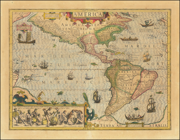 93-Western Hemisphere and America Map By Jodocus Hondius