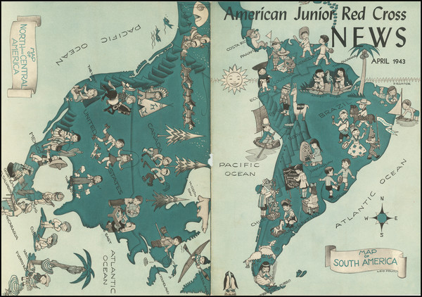 81-North America, South America and World War II Map By Leo Politi