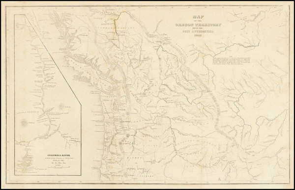 32-Rocky Mountains, Pacific Northwest, Oregon and Washington Map By Charles Wilkes